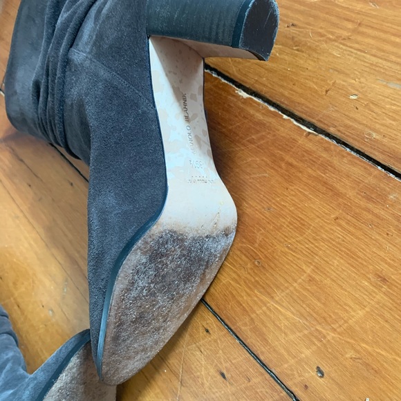 Manolo Blahnik ruched mid calf suede boots - Picture 3 of 3